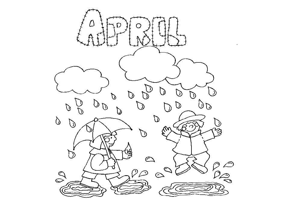 Раскраски природные явления дождь, раскраски дождик для школьников и подростков  Дождливый апрель