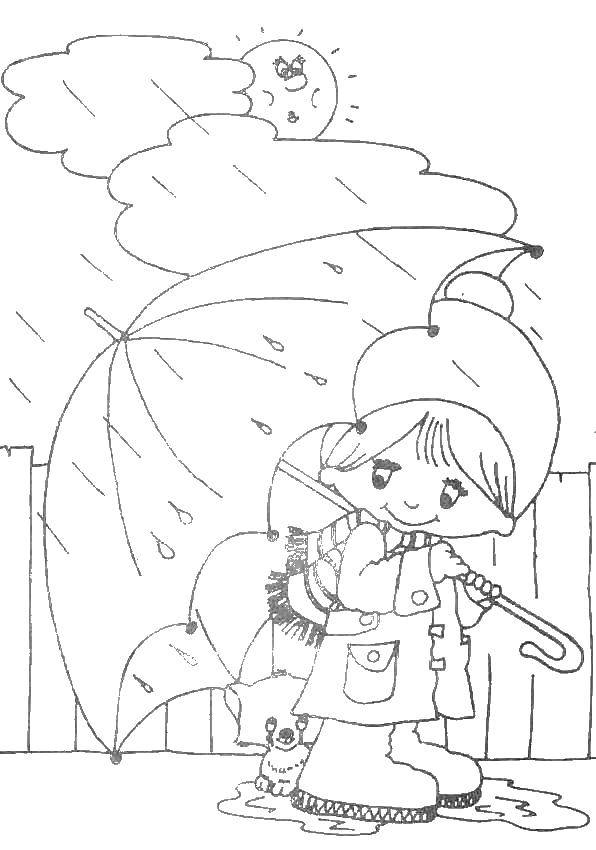  Девочка с собачкой под зонтом