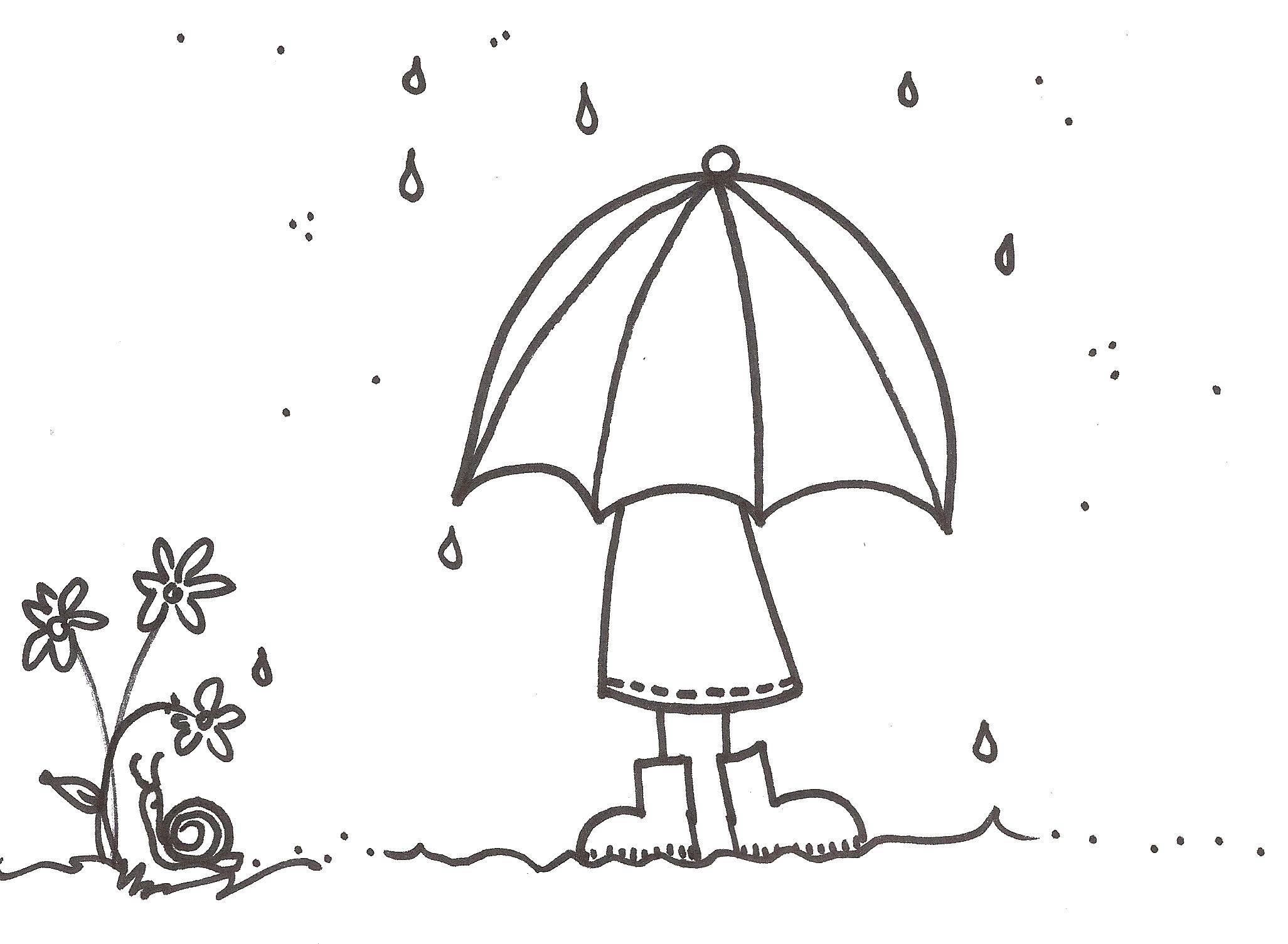 Раскраски природные явления дождь, раскраски дождик для школьников и подростков  Девочка с зонтом.