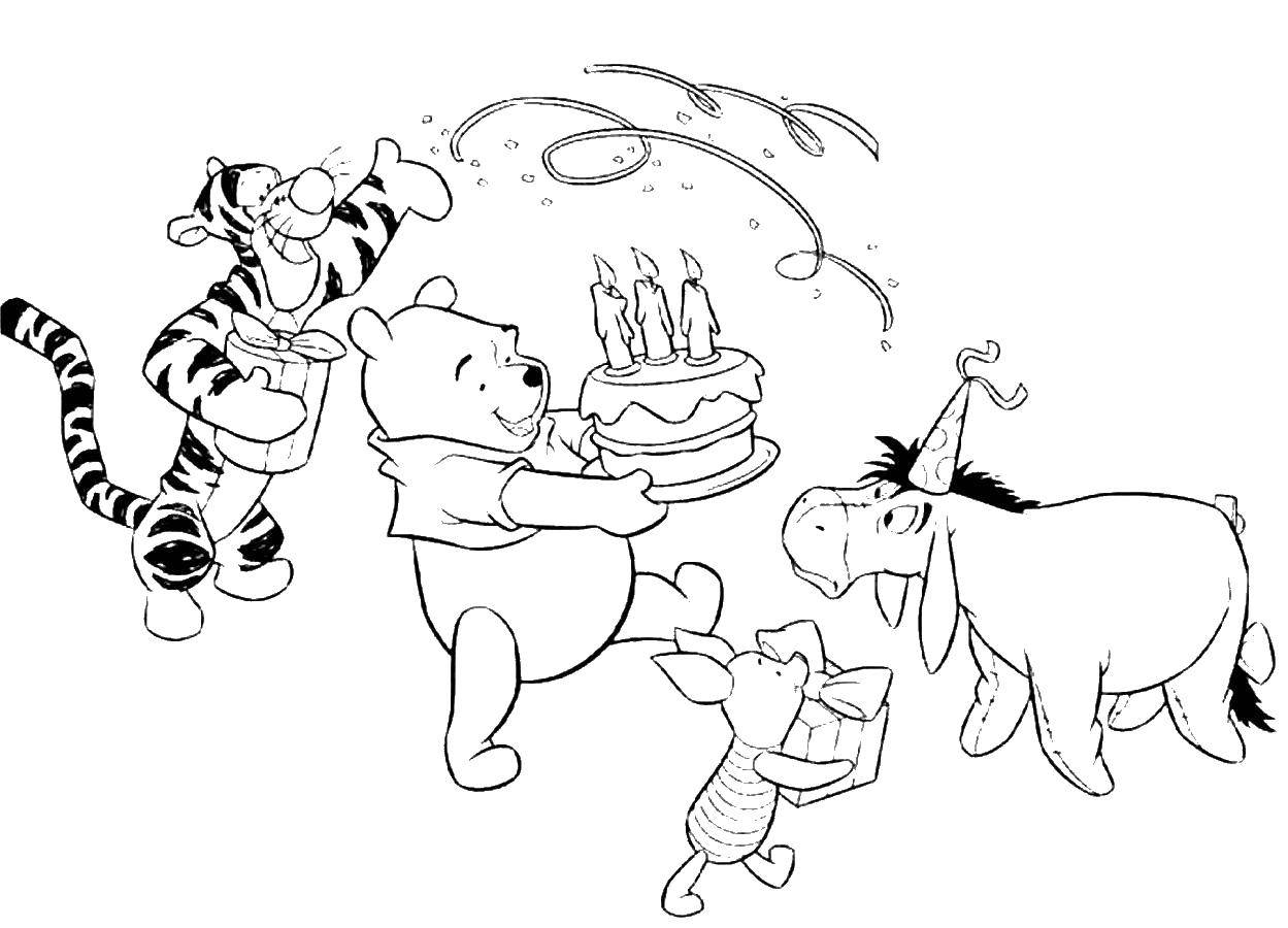 Раскраски из зарубежного мультфильма про Винни Пуха и его друзей для самых маленьких   Герои винни пуха