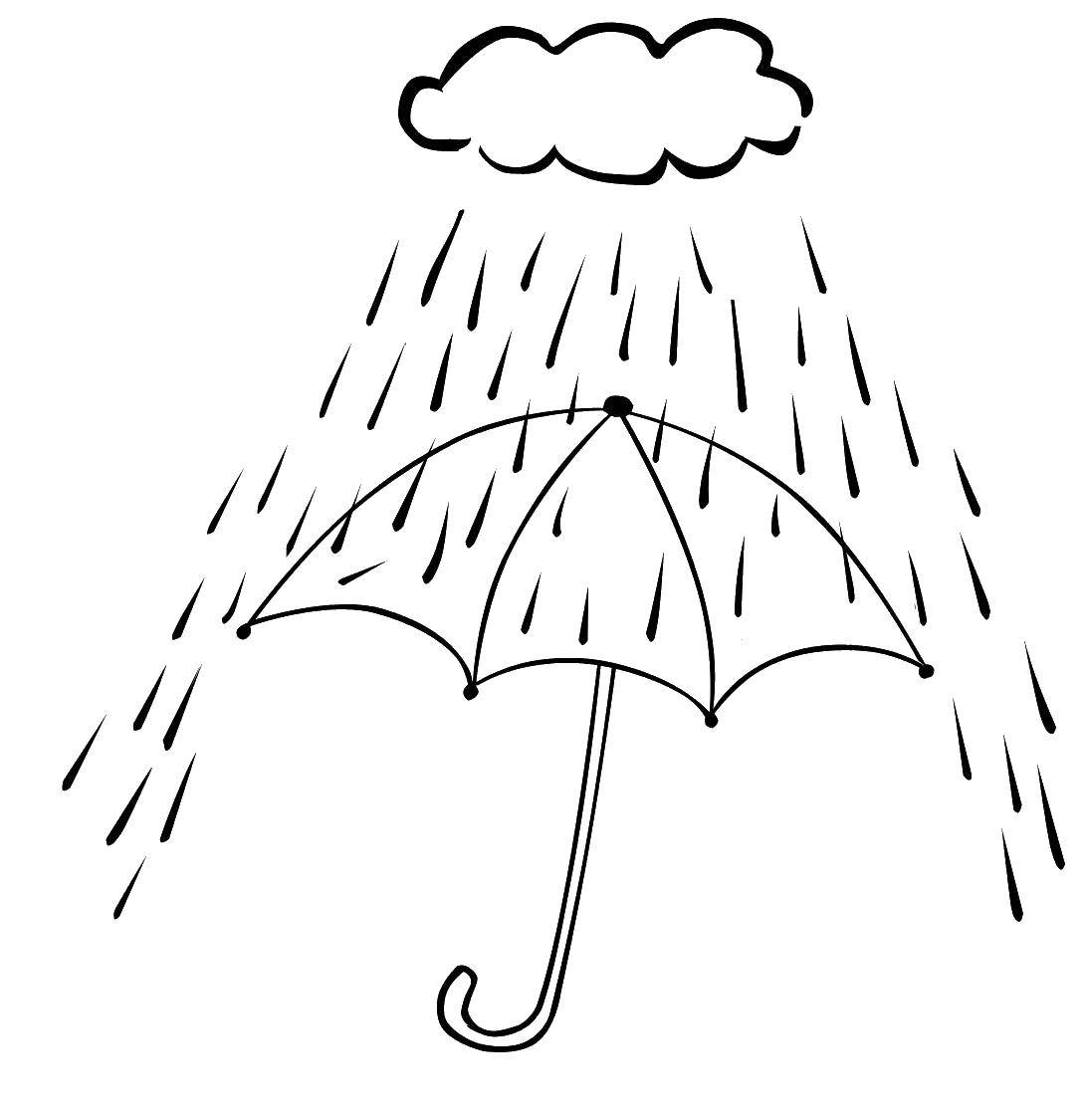 Раскраски природные явления дождь, раскраски дождик для школьников и подростков  Туча, дождь, зонт