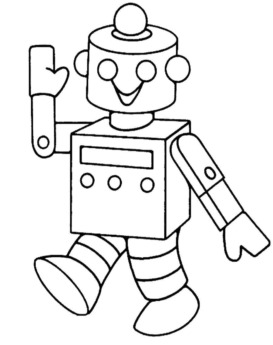 Раскраски с роботами из зарубежных мультфильмов для подростков  Веселый робот
