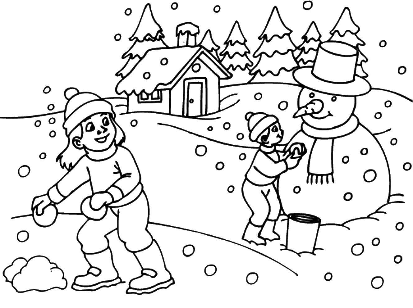 Раскраски для детей Зима, зимушка раскраски для школьников  Много зимних развлечений