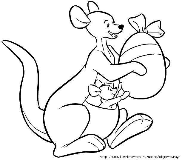 Раскраски из зарубежного мультфильма про Винни Пуха и его друзей для самых маленьких   Рисунок кенгурe из   мультфильма винни пух
