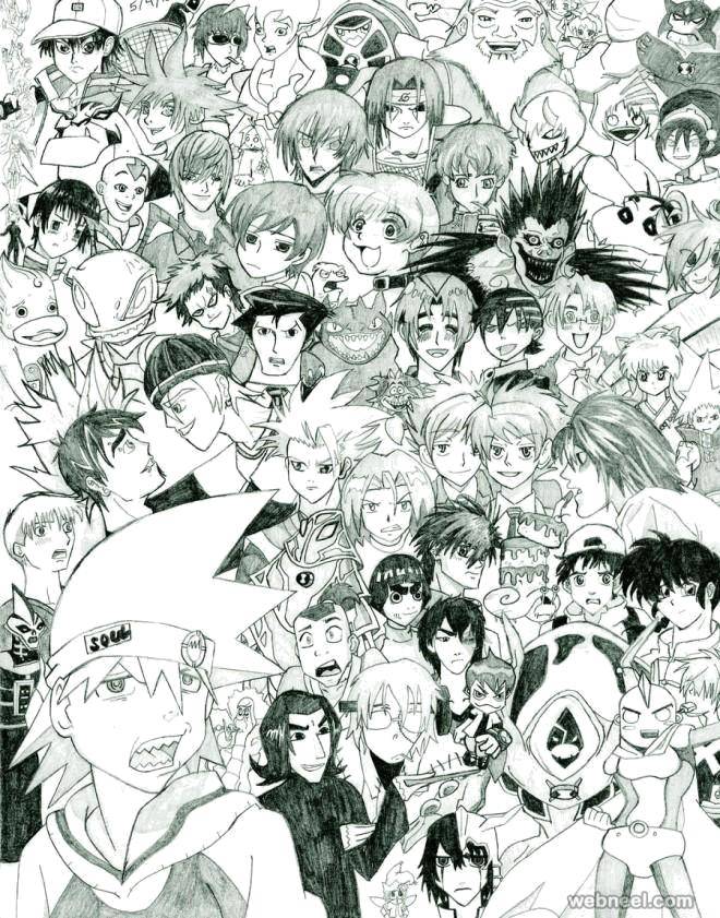 Раскраски персонажей из аниме  Персонажи аниме