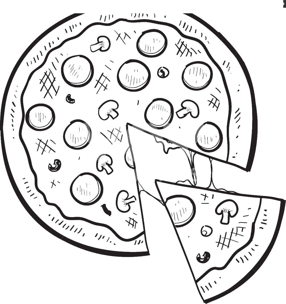 Раскраски еды хлеб торты пицца  Грибная пицца