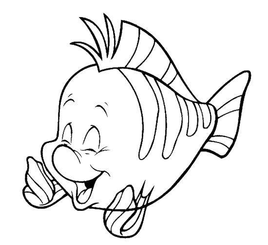 Раскраски по мультфильму русалочка для девочек  Рыбка флаундер