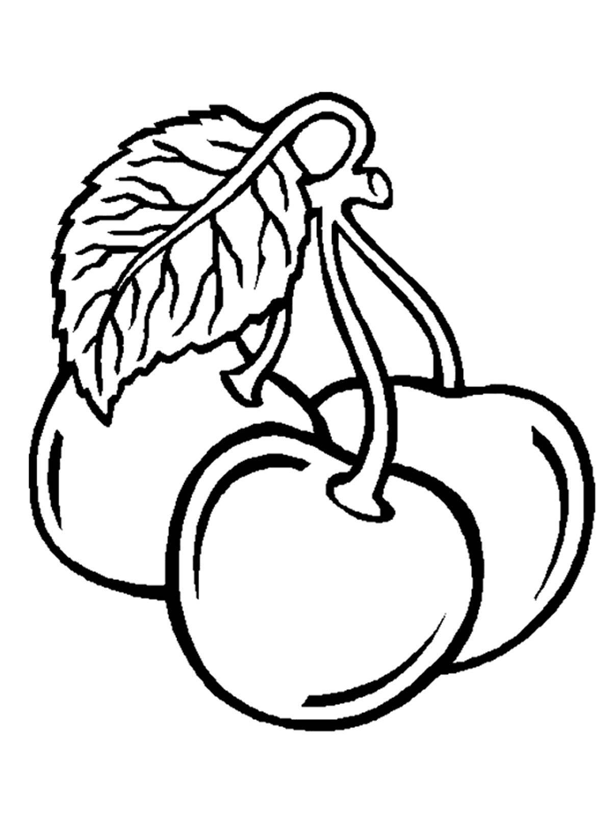 Раскраски ягоды малина вишня арбуз вишня крыжовник  Вишня