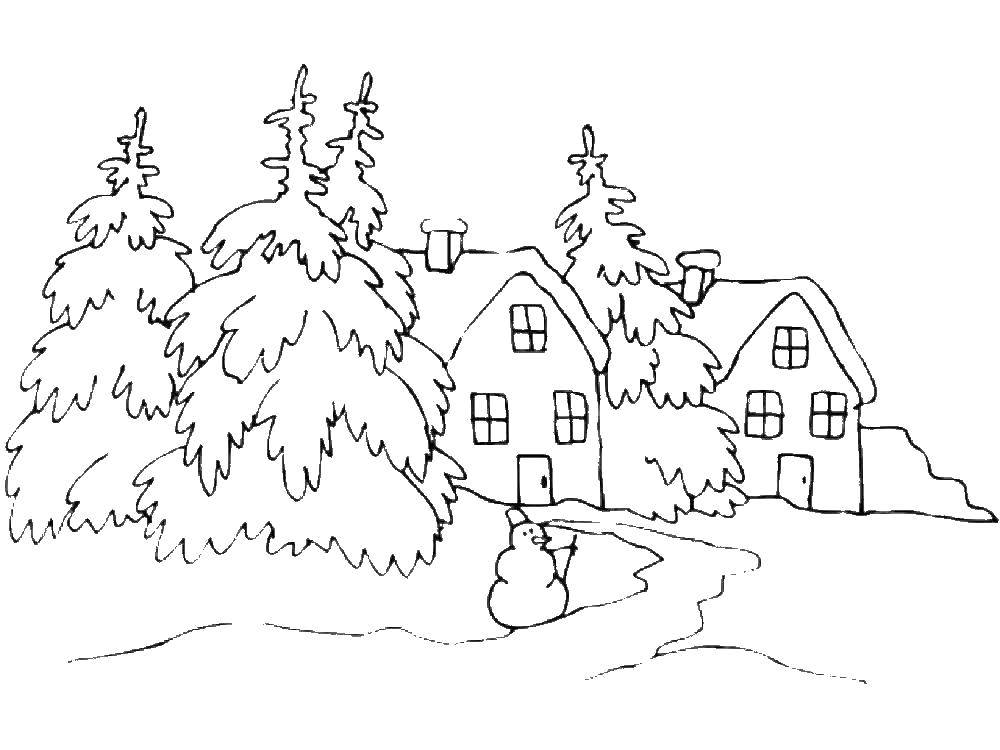 Деревня в лесу  Домики в зимнем лесу