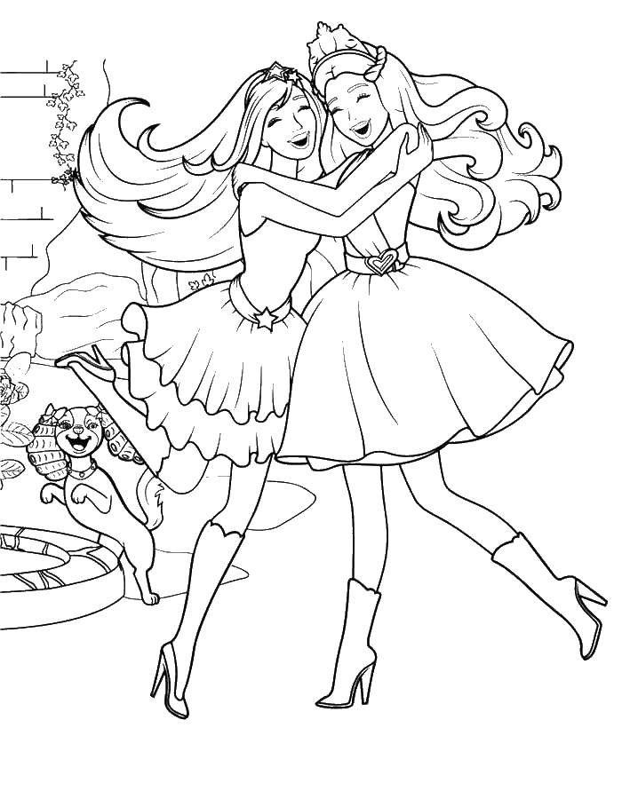 Раскраски с барби по серии мультфильмов  для девочек  Барби с подругой