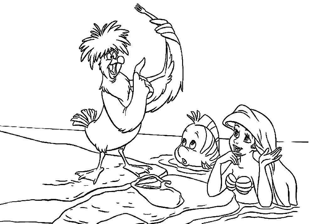 Раскраски по мультфильму русалочка для девочек  Русалочка ариэль с друзьями