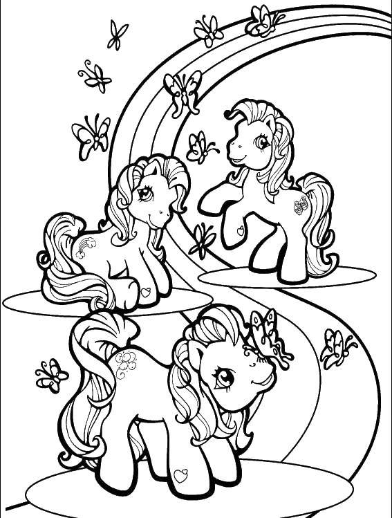 Раскраски с пони из мультика дружба это чудо, май литл пони, добрые раскраски для малышей  Красивые пони
