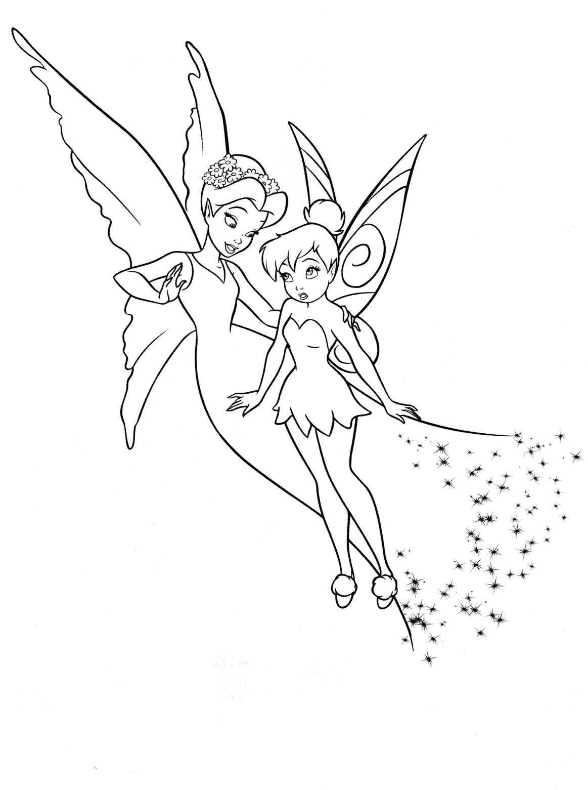 Раскраски с фея по зарубежным мультикам для девочек  Фея динь динь  и королева феи