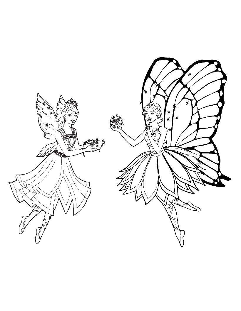Раскраски с фея по зарубежным мультикам для девочек  Феи