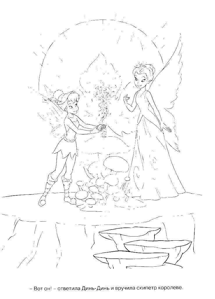 Раскраски с фея по зарубежным мультикам для девочек  Королева клэрион и динь динь