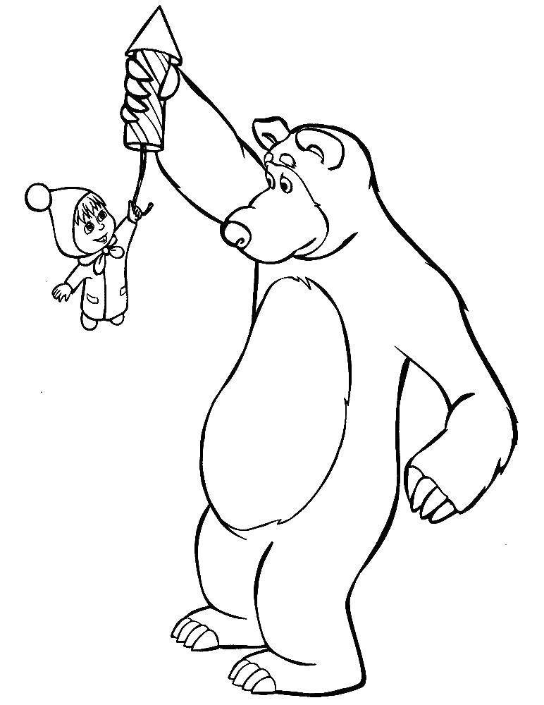 Раскраски для детей про озорную Машу из мультфильма Маша и медведь  Маша и медведь и питарда