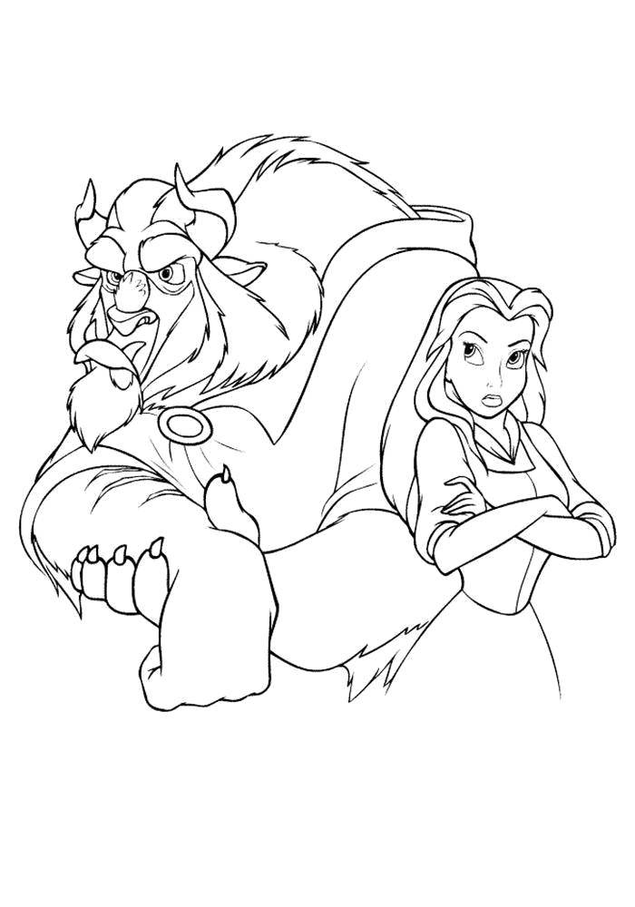 Раскраски из мультфильма Красавица и чудовище для детей  Красавица и чудовище