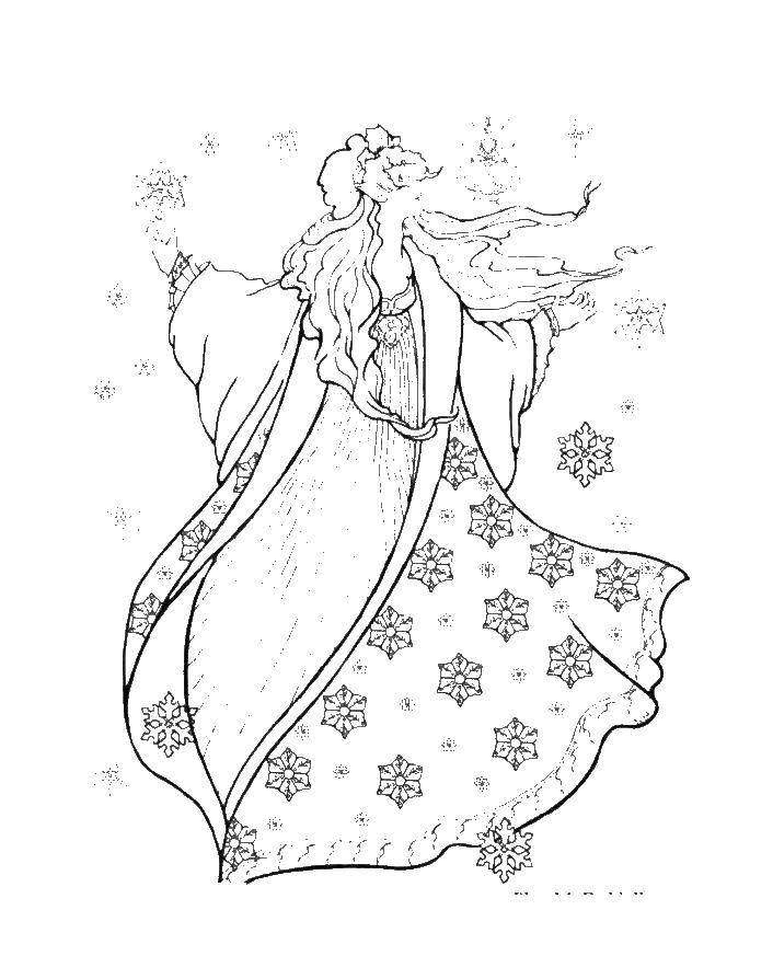 Раскраски с фея по зарубежным мультфильмам для детей  Фея снежинок