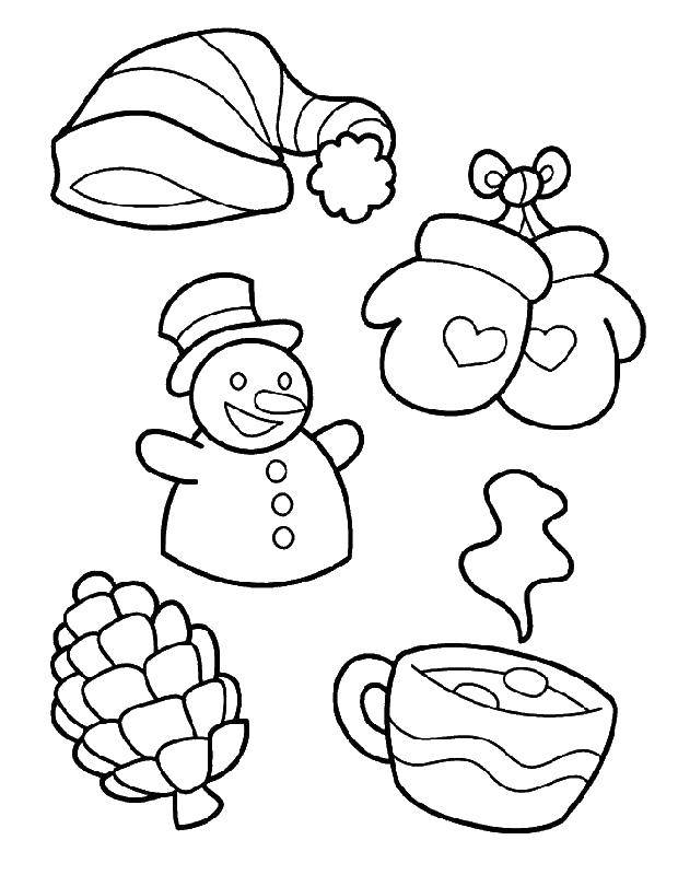 Раскраски для детей Зима, зимушка раскраски для школьников  Новогодние предметы