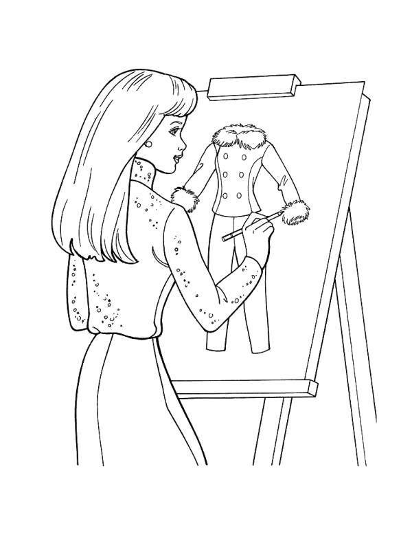 Раскраски с барби по серии мультфильмов  для девочек  Барби - художница