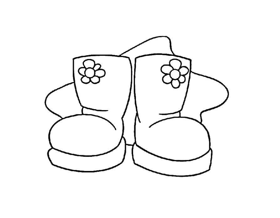 Раскраски обувь сапоги   Детские сапожки с цветочками