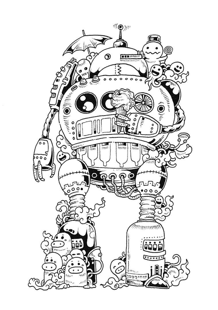 Раскраски с роботами из зарубежных мультфильмов для подростков  Роботы