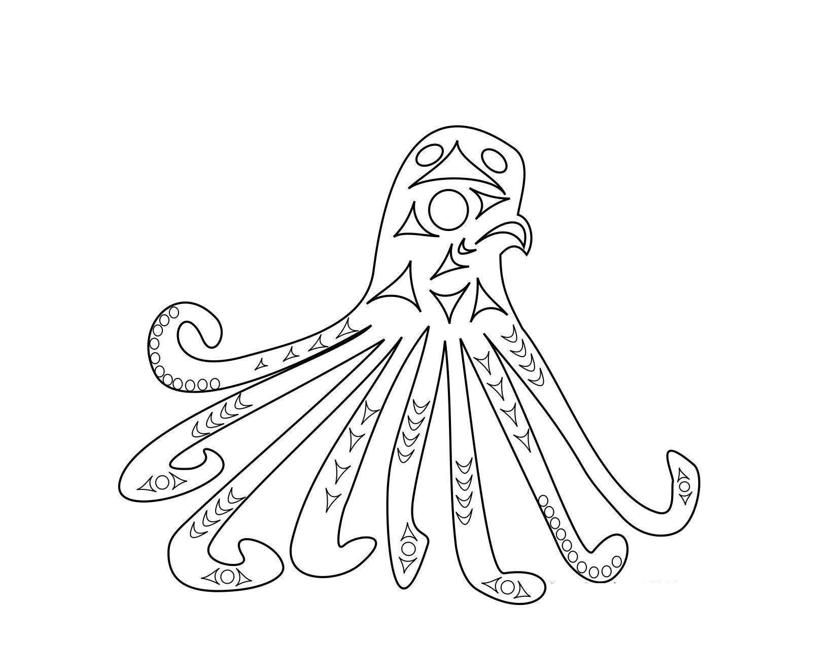 Раскраски осьминог осьминоги  Осьминог с головой птицы
