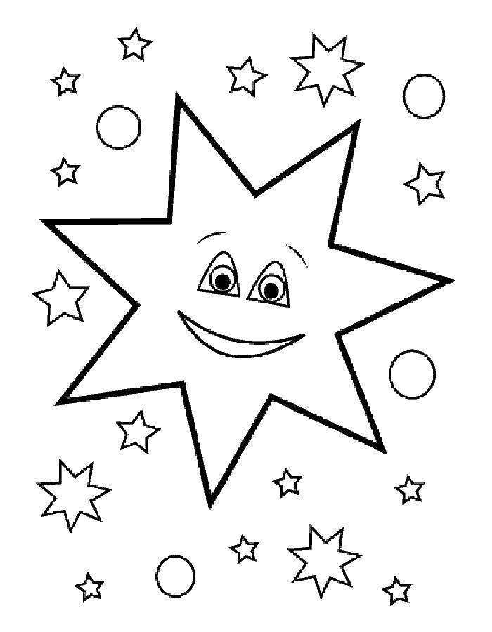 Раскраски звездопад, звезды, звездное небо, раскраски природные явления для занятий в детском саду в старших группах  Веселая звезда