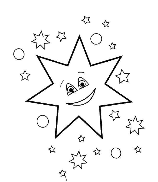 Раскраски звездопад, звезды, звездное небо, раскраски природные явления для занятий в детском саду в старших группах  Звезда