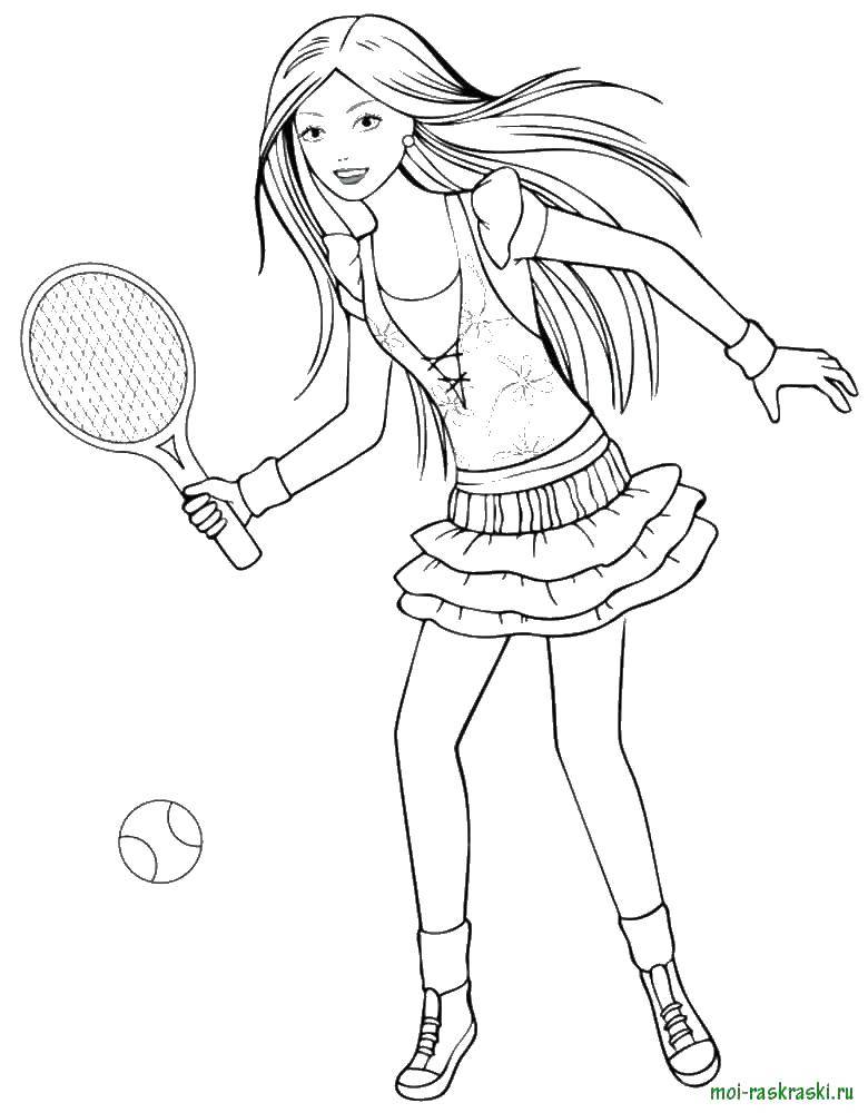 Раскраски с барби по серии мультфильмов  для девочек  Барби и теннис