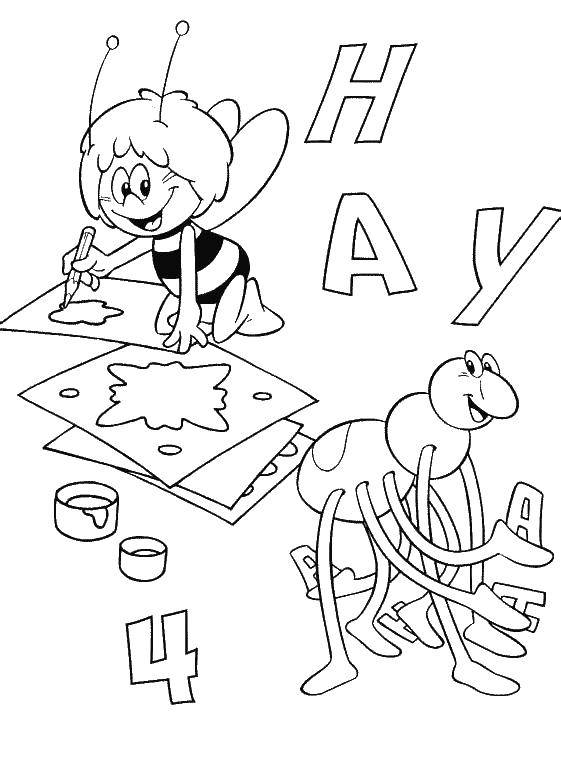 Раскраски с пчелкой Майя для малышей  Мультфильм пчёлка майя