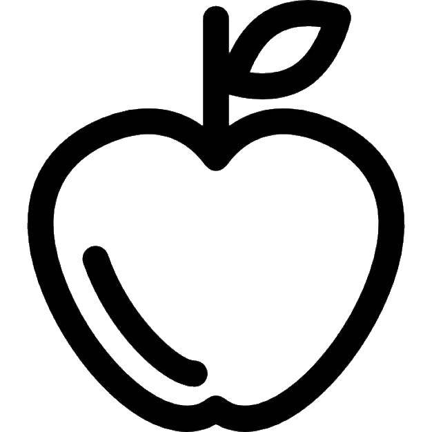 Раскраски контуры для вырезания фрукты для малышей, контуры для вырезания из бумаги детям  Контур яблока