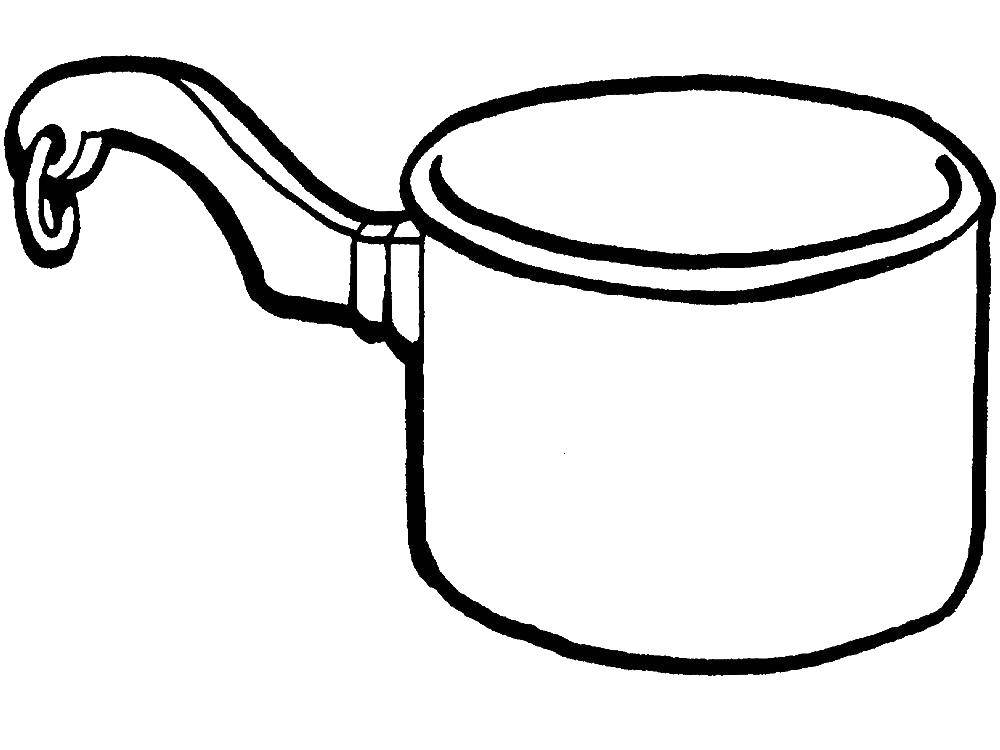 Раскраски посуды чашки тарелки вилки ложки  Маленькая кастрюля с ручкой