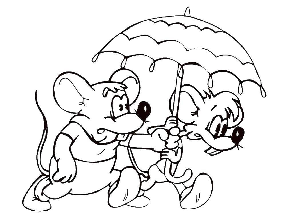  Мыши идут под зонтом