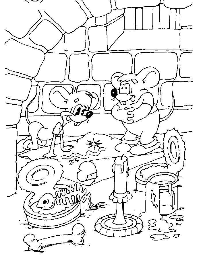 Раскраски про кота Леопольда для малышей  Мышата из кота леопольда 
