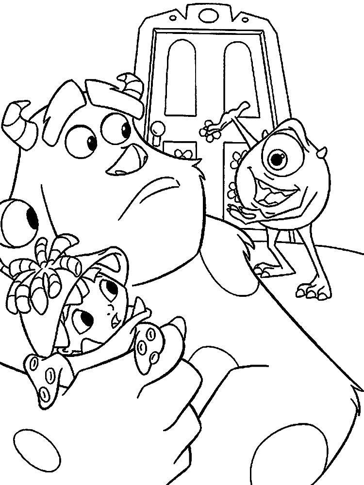 Раскраски по мультфильму Корпорация монстров для детей  Салли и бу