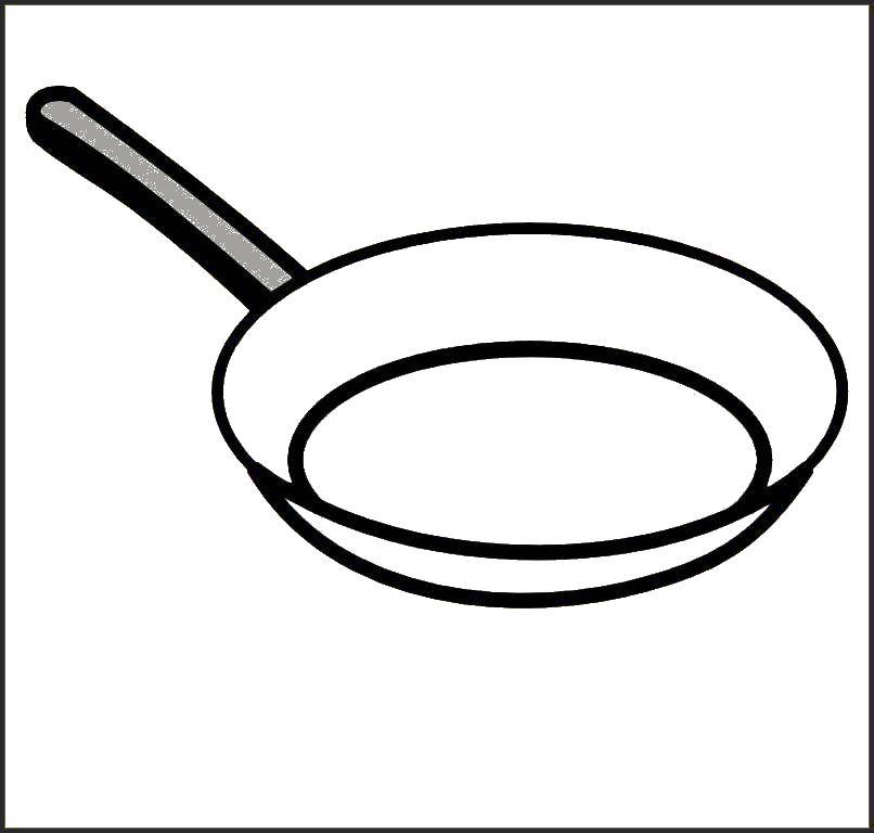 Раскраски посуды чашки тарелки вилки ложки  Сковородка