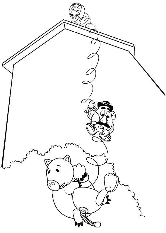 Раскраски из мультфильма Истории игрушек для детей  Игрушки устроили побег