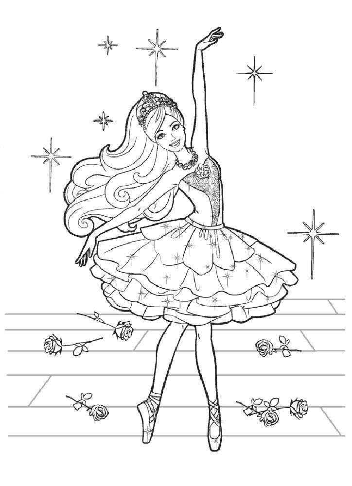 Раскраски с барби по серии мультфильмов  для девочек  Барби балерина