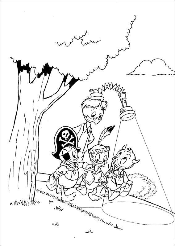 Раскраски из диснеевского мультфильма Утиные истории для самых маленьких  Племянники дональда