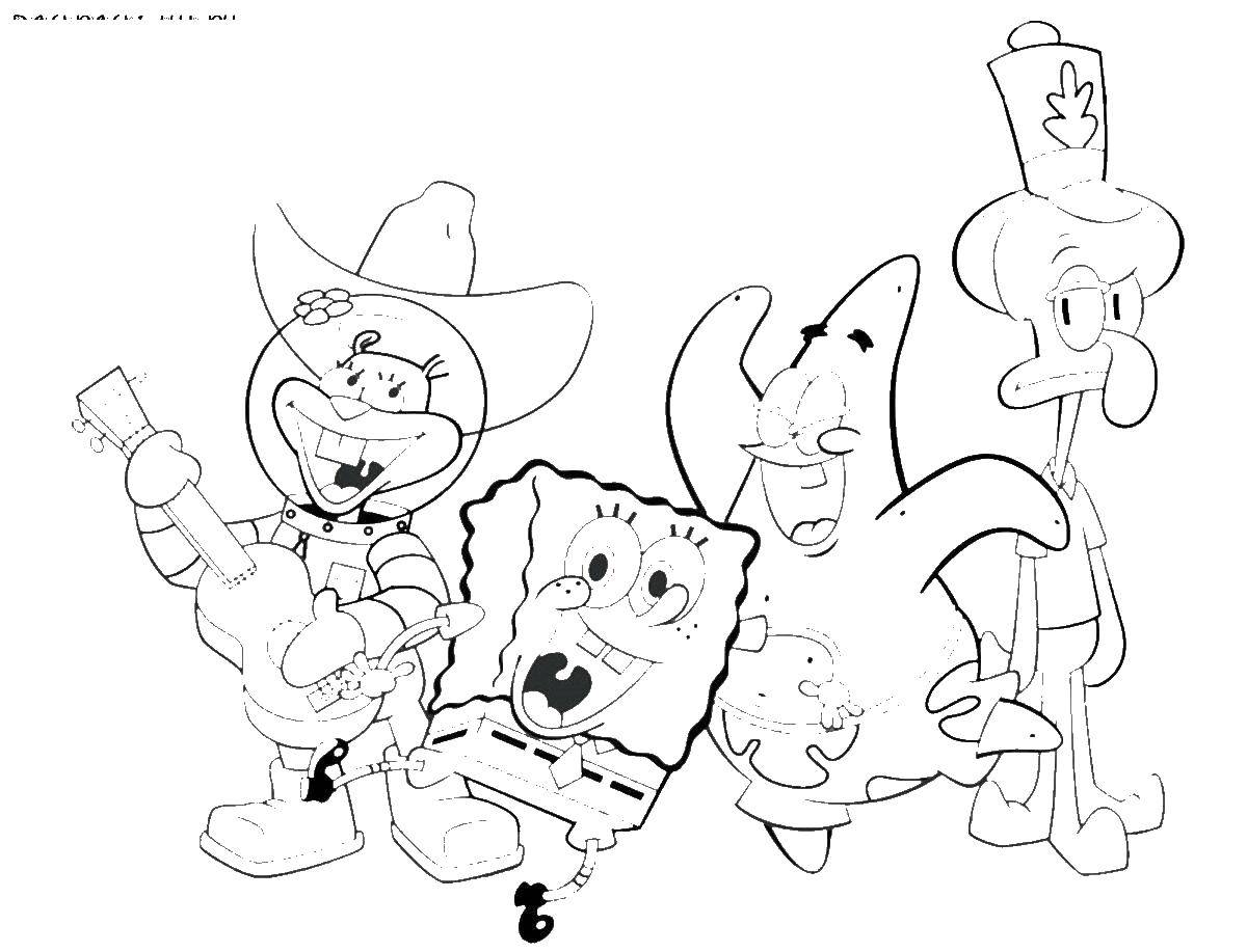 Раскраски Спанч Боб для малышей  Спанч боб и его друзья