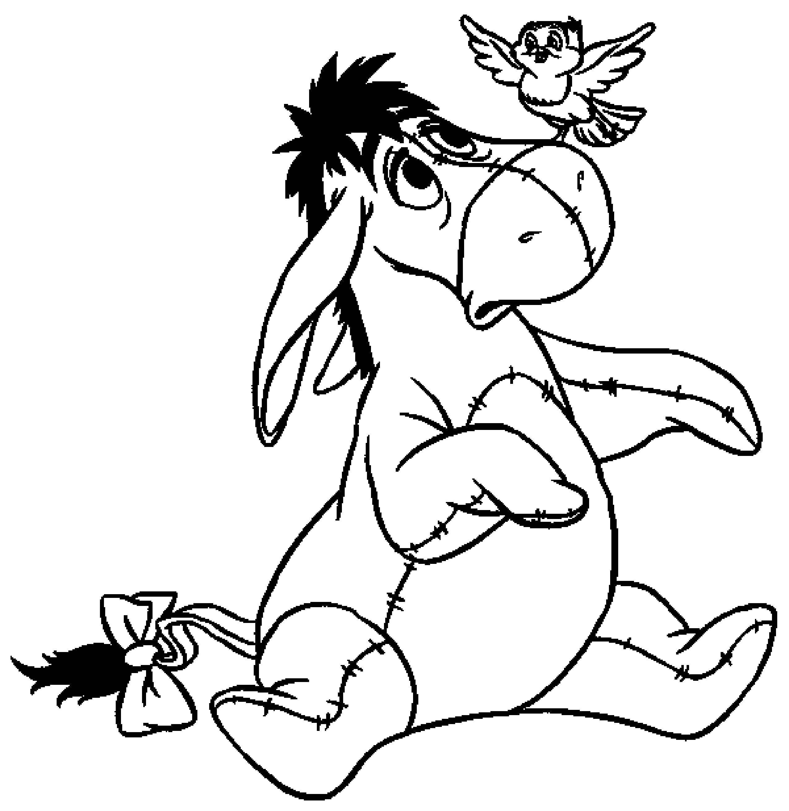 Раскраски из зарубежного мультфильма про Винни Пуха и его друзей для самых маленьких   Ослик иа из винни пуха 