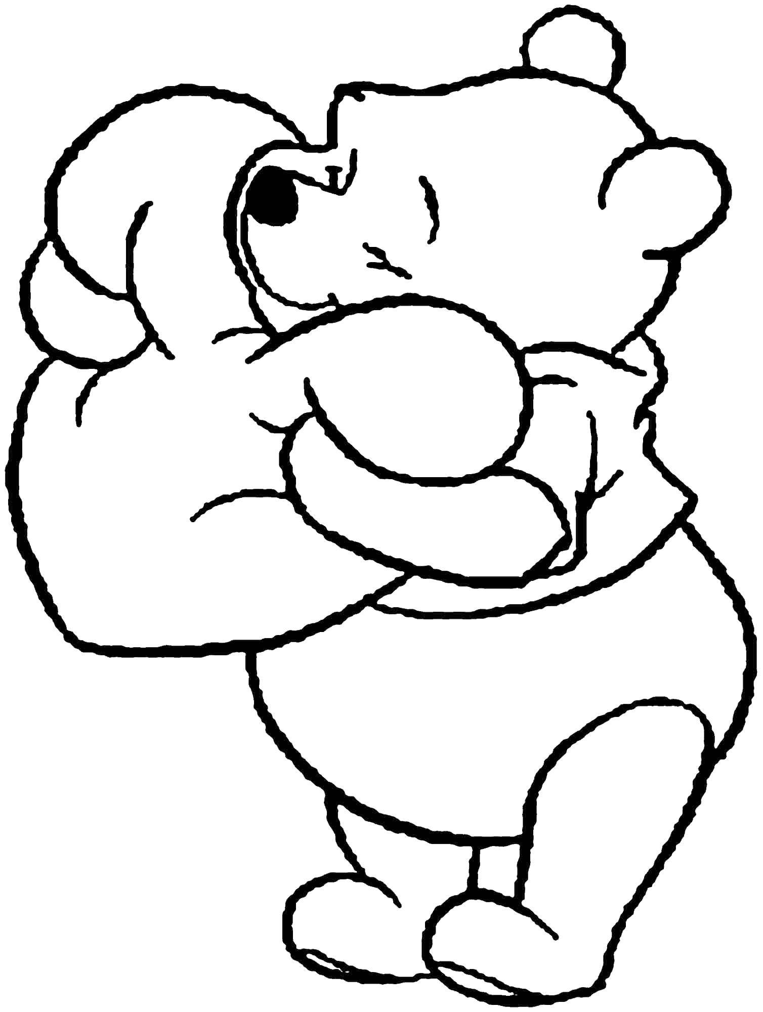 Раскраски из зарубежного мультфильма про Винни Пуха и его друзей для самых маленьких   Винни пух с сердечком