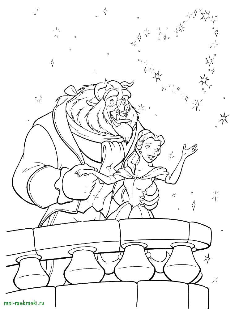 Раскраски из мультфильма Красавица и чудовище для детей  Красавица и чудовище