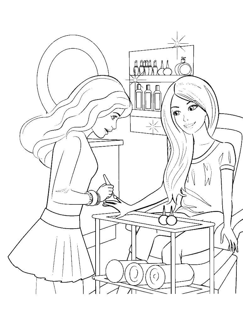 Раскраски с барби по серии мультфильмов  для девочек  Барби в салоне красоты