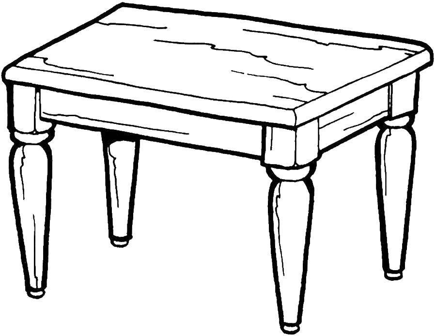 Раскраски мебель шкаы стул кровать  Деревянный столик