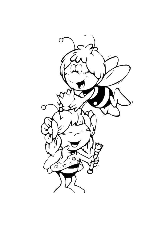 Раскраски с пчелкой Майя для малышей  Пчелка майя