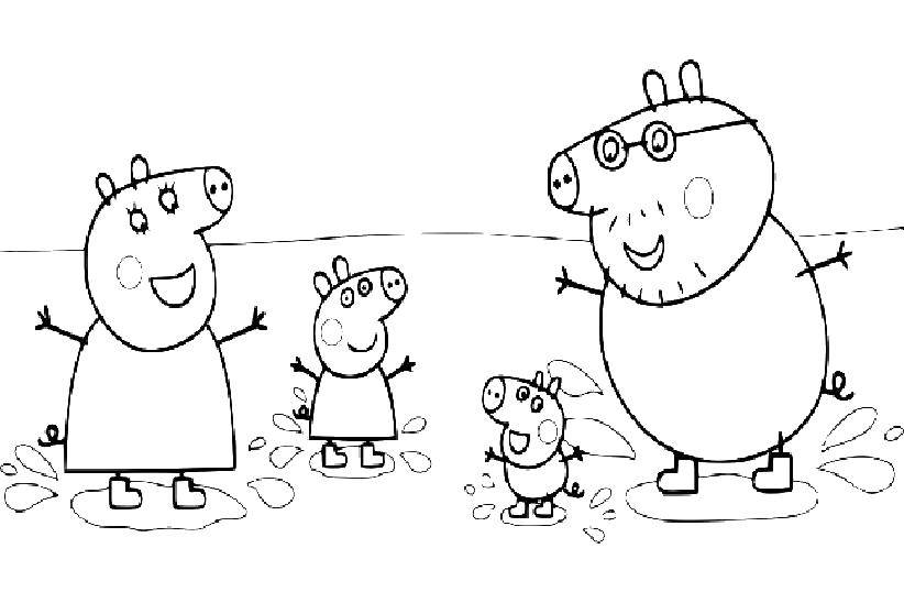Познавательные и забавные раскраски для детей про свинку Пеппу  Семья свинки пеппы