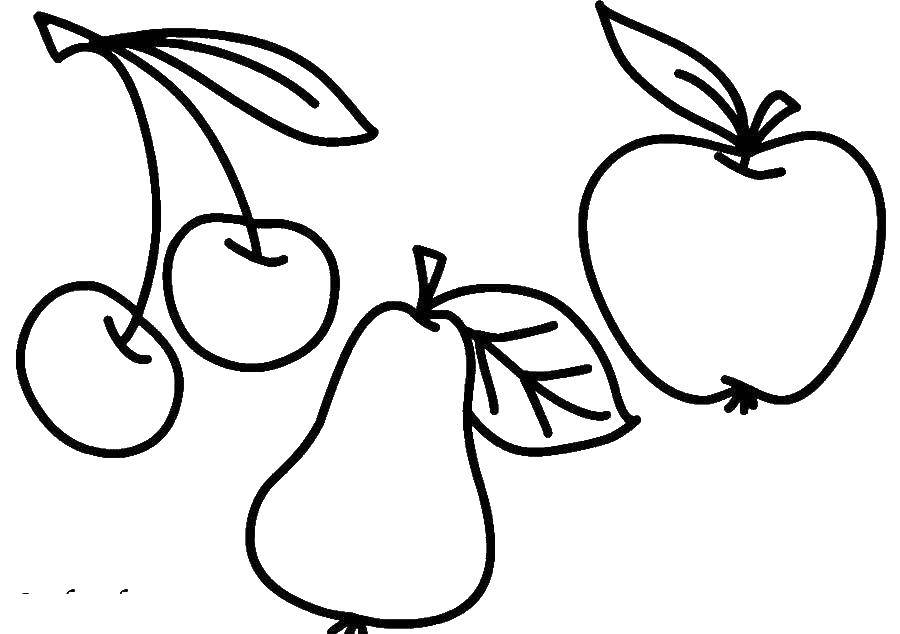 раскраски фрукты яблоки бананы груши персики виноград  Фрукты