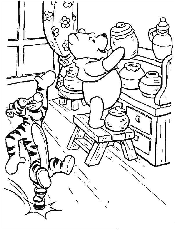 Раскраски из зарубежного мультфильма про Винни Пуха и его друзей для самых маленьких   Винни пух и тигруля